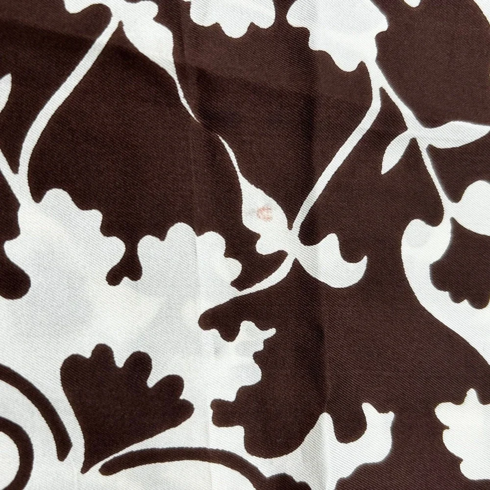 Pierre Carvin Scarf Brown Womens Paisley Floral Damask Fringe Paris 68x17 in